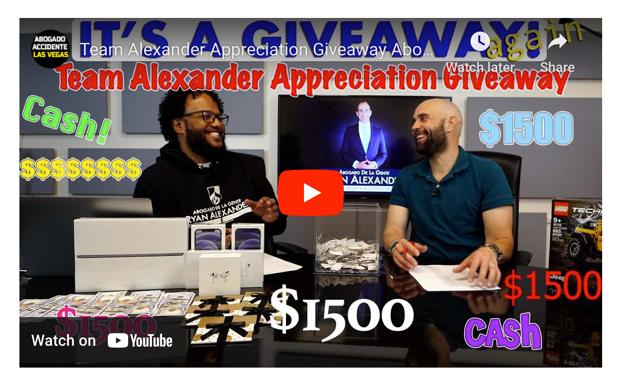 Abogado Accidente Vegas - Ryan Alexander - Appreciation giveaway